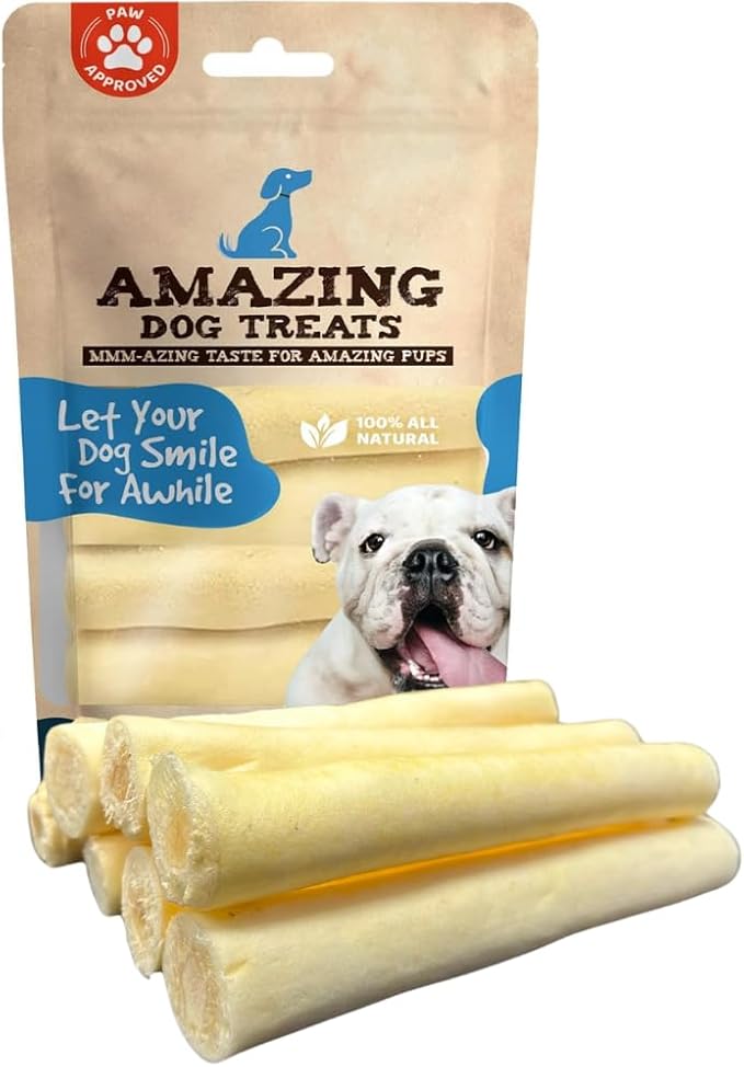 Amazing Dog Treats - 6 Inch Cow Tail Dog Chew- Thick - (10 Pcs/Pack) - Premium Quality - Sourced from Grass Fed Cattle - Long Lasting Dog Chew- Rawhide Alternative-PawvioPets