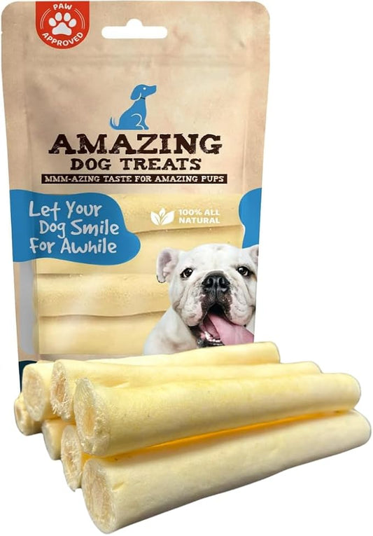 Amazing Dog Treats - 6 Inch Cow Tail Dog Chew- Thick - (10 Pcs/Pack) - Premium Quality - Sourced from Grass Fed Cattle - Long Lasting Dog Chew- Rawhide Alternative-PawvioPets