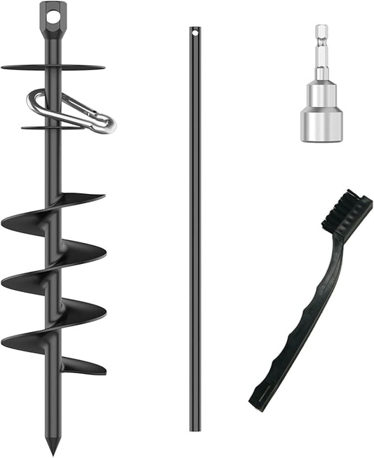 Dog Tie Out Stake, Heavy Duty Dog Tie Out Stake for Large Dogs up to 210 lbs, Ground Anchor for a Dog Cable, Leash, Lead Tether, Dog Accessories Trampoline Stakes 1-Pack (Black)-PawvioPets