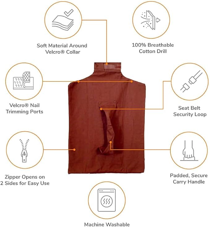 Cozy Comfort Carrier - Small Caramel Pet Carrier for Cat and Cat Restraint for Medication Administration, Nail Clipping, Travel, Vet Visits, and Dental Care-PawvioPets