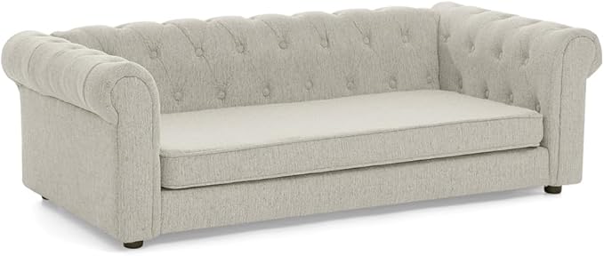 Dog Sofa Couch for Medium to Large Dogs, 55" Memory Foam Pet Sofa Couch with Washable Fabric, Durable Elevated Dog Bed with Legs, Removable Cushion for Medium and Large Dogs, Beige-PawvioPets