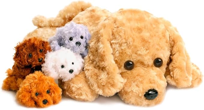 5 Pieces Dog Stuffed Animals for Girls,1 Mommy Dog with 4 Babies,Puppy Stuffed Animals Gifts for Girls 3 4 5 6 7 8 9 Years,Soft Plush Toys for Kids Christmas,Valentine's,Birthday,Children's Day-PawvioPets
