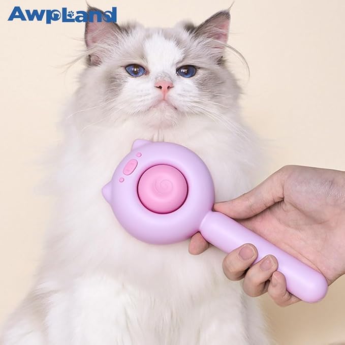Cat Brush for Short or Long Haired Cats Dogs Rabbits, Cute Dog Brush with Release Button for Massage and Removes Loose Fur-PawvioPets