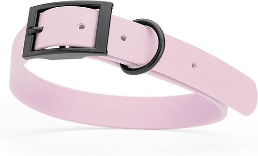 Dogline Biothane Waterproof Dog Collar Strong Coated Nylon Webbing with Black Hardware Odor- Proof for Easy Care Easy to Clean High Performance Fits Small Medium or Large Dogs, Pastel Purple-PawvioPets