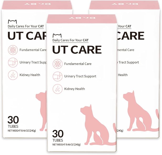 Dr.by UT Care Cat UTI Kidney Support Urinary Supplement Cranberry Treatment for Cats Renal Health with Pacran, Quercetin, Taurine lickable Formula Individually Packaged (3 Packs)-PawvioPets