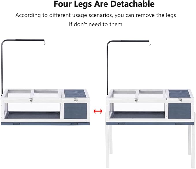 BIRASIL Wood Tortoise House, Indoor Turtle Habitat Reptile Cage, Tortoises Enclosure for Small Animals Lizards Hamster-PawvioPets