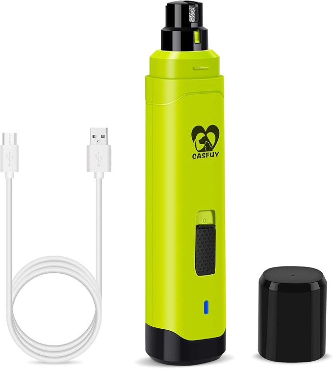 Casfuy Dog Nail Grinder Upgraded - Professional 2-Speed Electric Rechargeable Pet Nail Trimmer Painless Paws Grooming & Smoothing for Small Medium Large Dogs & Cats (Green)-PawvioPets