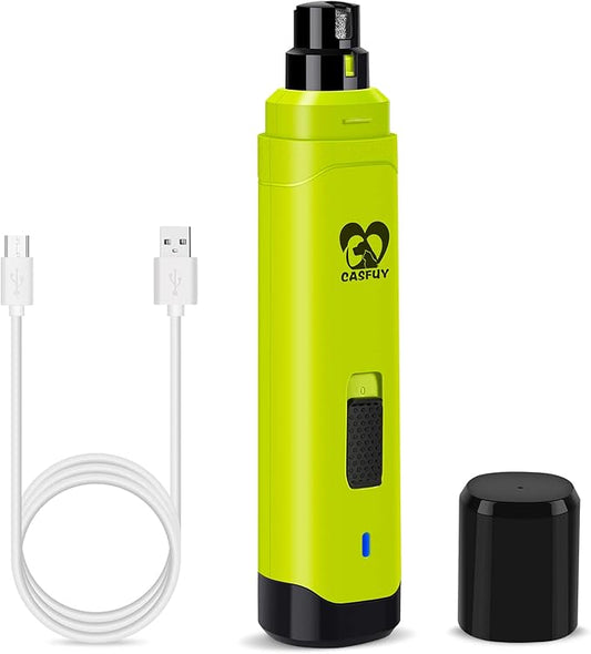 Casfuy Dog Nail Grinder Upgraded - Professional 2-Speed Electric Rechargeable Pet Nail Trimmer Painless Paws Grooming & Smoothing for Small Medium Large Dogs & Cats (Green)-PawvioPets