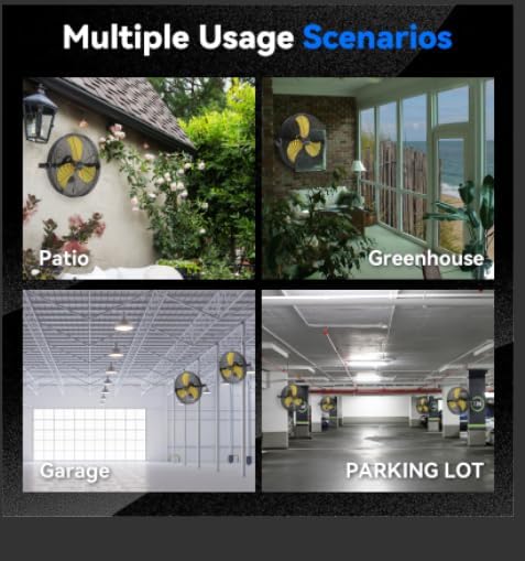 2600 CFM 14 inch Outdoor High Velocity Wall Mounted Fan, 3-Speed Metal Fans with IP44 Enclosure Motor, Industrial Grade Weatherproof Wall Fan for Patio, Greenhouse, Garage, and Gazebo-PawvioPets