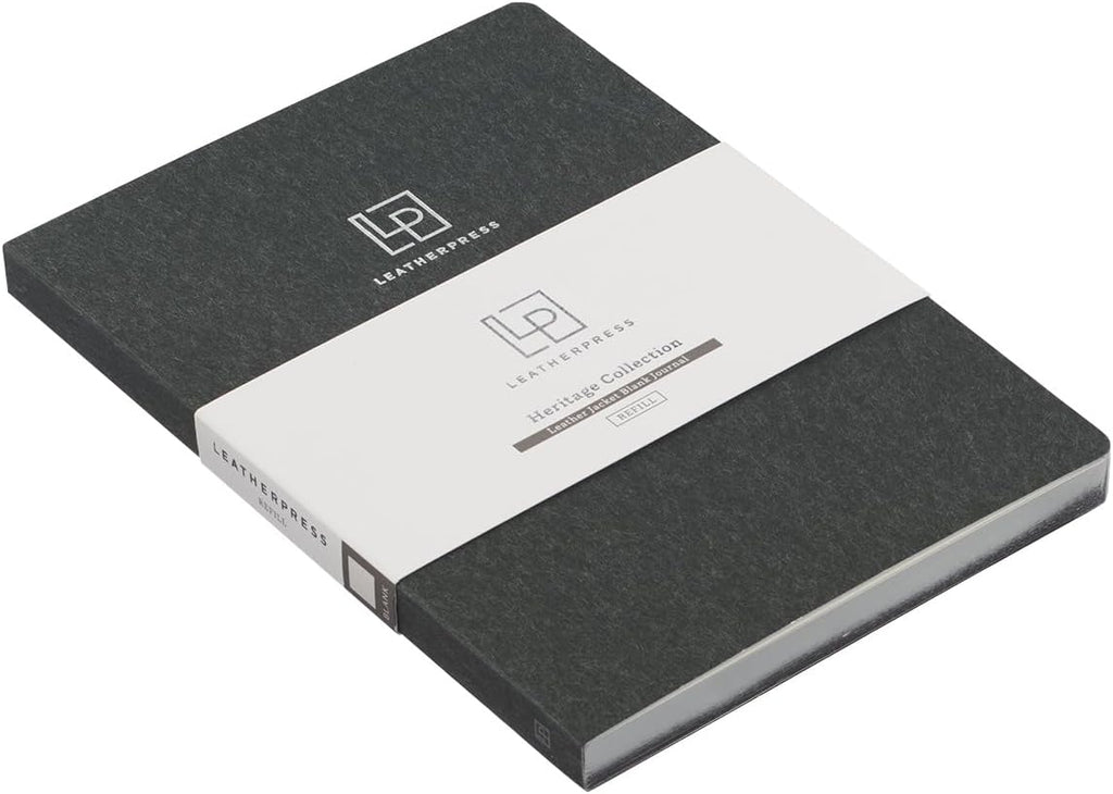 Luxury Leather Refillable Journal/Writing Notebook for Men & Women, Reusable Full-grain Leather Cover, 120gsm Thick Paper, Blank, Dotted, Lined Refills