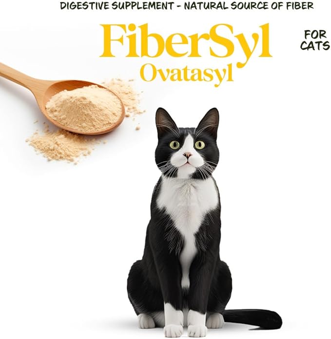 FiberSyl Ovatasyl Prebiotics for Cats Digestive Health - Cat Fiber Supplements for Constipation Relief & Support - Psyllium Husk Seed to Support Digestion Problems - Cat Stool Hardener - 60 Capsules-PawvioPets