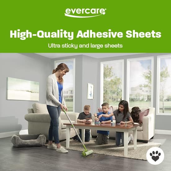 Evercare Pet Mega Lint Roller Value Pack with Two 50-Sheet Refills - Includes Refillable Lint Roller, Adhesive Sheets, Versatile Cleaning Uses, Home and On-The-Go Use, Extendable Handle-PawvioPets