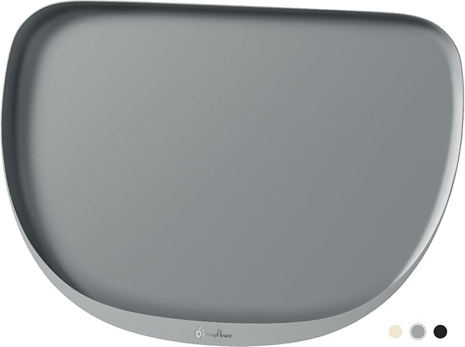 DownyPaws Dog Food Mats for Floors Waterproof, BPA Free Silcone Dog Bowl Mat, Non-Slip Pet Feeding Mat with High Raised Edge, Cat Placemat for Messy Drinkers, 24"×17", Light Gray-PawvioPets