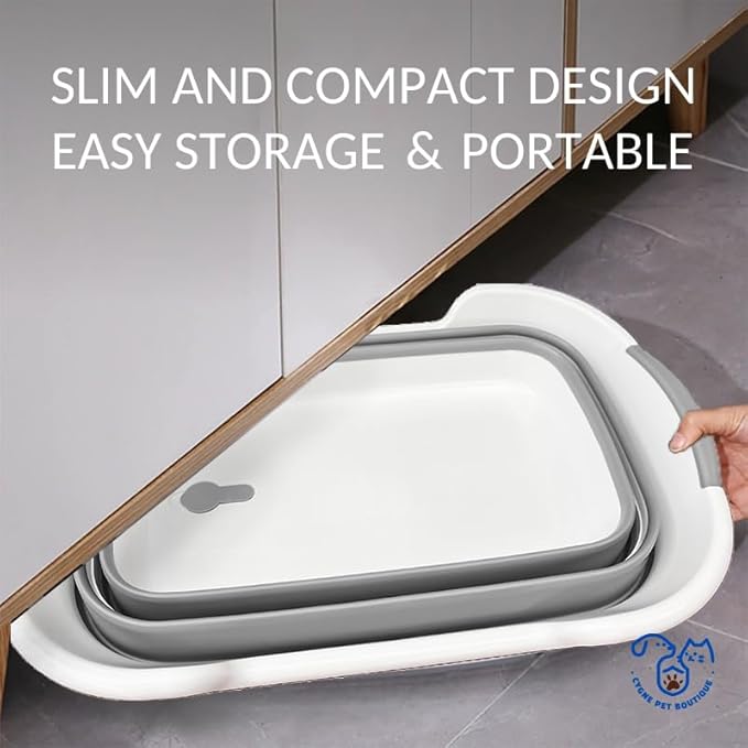 CYGNE Dog Bath Tub with Water Drain Plug, Collapsible Bathtub for Dog Washing and Grooming, Portable Foldable Space Saving Design for Pet Puppy Small Dogs Cats, BPA Free, Gray-PawvioPets