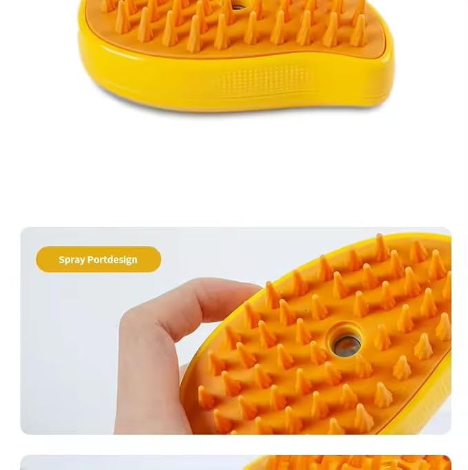 3-in-1 Rechargeable Pet Hair Brush: Massager, Steamy Comb & Self-Cleaning Mist Spray for Cats & Dogs-PawvioPets