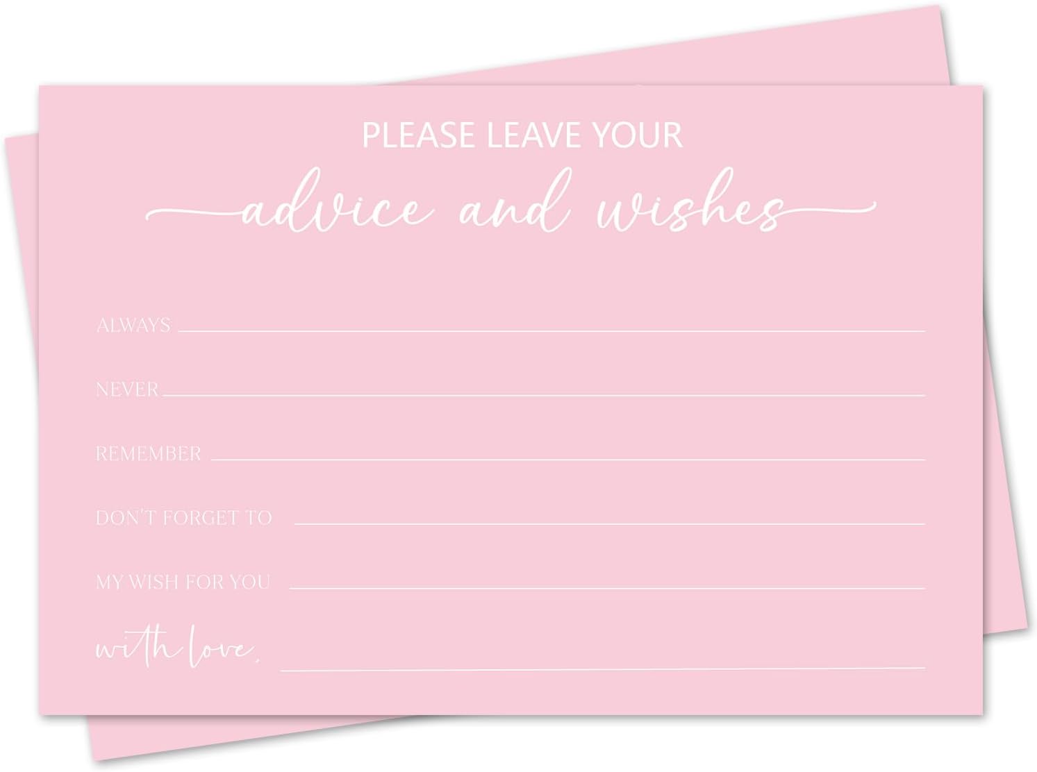 Pink Advice and Wishes Card, Advice Cards for The Bride and Groom, Bridal Shower,Wedding or Baby Shower, Birthday, Graduation, Retirement, Guestbook - 25 Cards -08