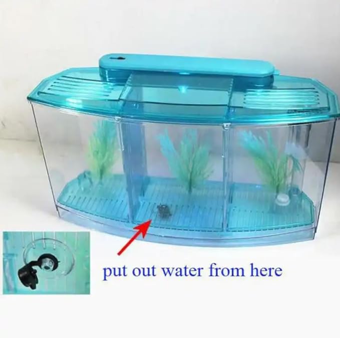 Betta Fish Tank, Adjustable Light Isolation Acrylic Small Aquarium with LED Light, Small Fish Tank Starter Kit, Beta Fish Tank with Water Change Valve for Office Home Room Decor (Blue)-PawvioPets