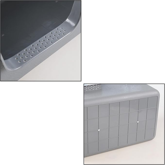 4 Packs Large Cat Litter Box with High Sides, Grey Open Top Cat Litter Basin-PawvioPets