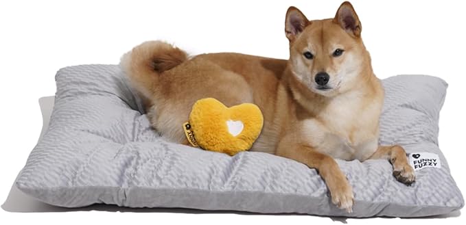 FUNNY FUZZY Dog Bed Crate Pad Mat, Washable Reversible Pet Floor Mats,Fluffy Kennel Pad for Large Sized Dog,Indoor Cats,Sleeping Mattress, 35.4" × 22.8", Light Grey-PawvioPets