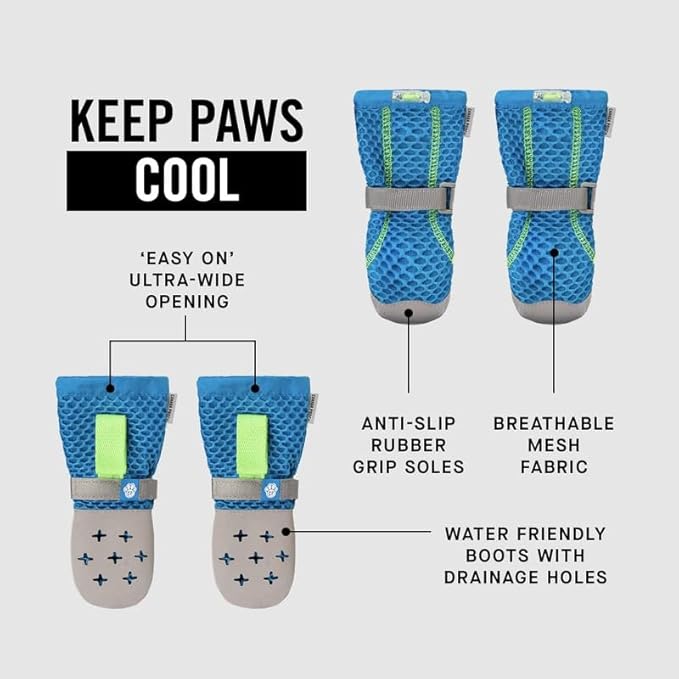 Canada Pooch Dog Boots for Hot Pavement - Dog Boots & Paw Protectors with Anti Slip Rubber | Water Friendly, Breathable Dog Shoes for Hot Days, Great for Dogs Grey - Size 4-PawvioPets