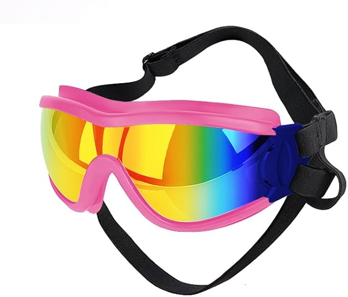 Dog Sunglasses for Large and Medium Breed, Dog Goggles for Large Dogs, Sun Protection, Windproof, Waterproof, Dustproof and Anti-Fog with Adjustable Strap for Driving, Motorcycle (Pink)-PawvioPets