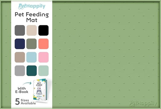 Dog Food Mat - 28x18 Raised Edges Dogs Mat for Food and Water Prevent Spill, Waterproof Cat Food Mats Protect Floors, Easy Clean Dog Bowl Mats for Food and Water, Silicone Pet Feeding Placemats Green-PawvioPets