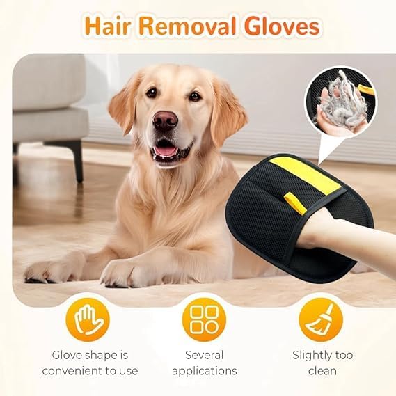 2Pcs Electrostatic Gloves Pet Hair Removal, Pet Hair Remover Glove, Washable Reusable Dogs Cats Hair Gloves for Furniture Bed Sheets Couch Clothes Carpet Car-PawvioPets