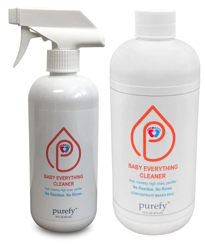 Baby Everything Cleaner (16oz + Concentrate Makes 80oz) Hypoallergenic. Hypochlorous Technology. No Residue. Unscented. No Rinse. Baby Safe cleaner for Toys, Pacifier, High Chair, and Nursery. Fine Spray for Everywhere Everything.-PawvioPets