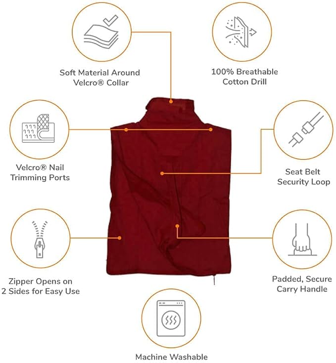 Cozy Comfort Carrier - X-Small Soft Red Cat Carrier and Cat Restraint Bag for Nail Trimming, Vet Visits, Medication Administration, Dental Care, and Travel-PawvioPets