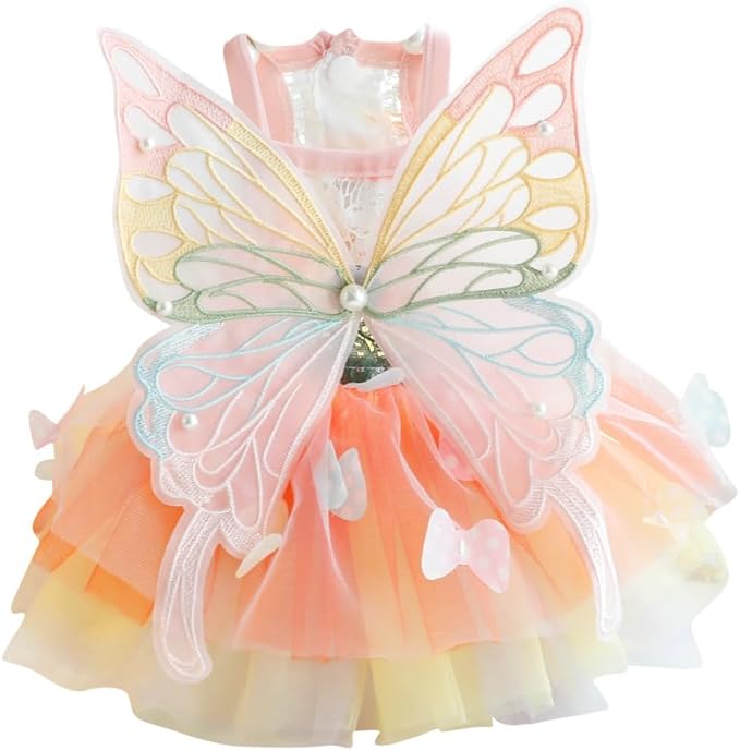 Dog Princess Dresses for Small Dogs Lolita Clothes Butterfly Costume Pet Girl Cute Coat Outfits Summer Costumes Puppy Handmade Skirt Cat Spring (XS,Butterfly)-PawvioPets