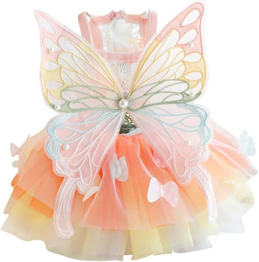 Dog Princess Dresses for Small Dogs Lolita Clothes Butterfly Costume Pet Girl Cute Coat Outfits Summer Costumes Puppy Handmade Skirt Cat Spring (XL,Butterfly)-PawvioPets