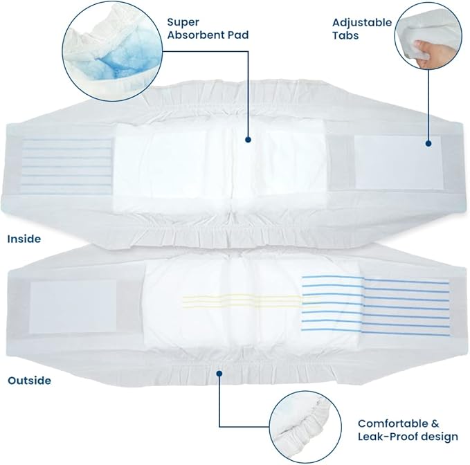 BV Dog Diapers Male Small (Waist 12-19in) Super Absorbent - 50 Count Disposable - Doggie Diapers with Wetness Indicator - Adjustable Male Dog Wraps - Ideal for Incontinence/Training-PawvioPets