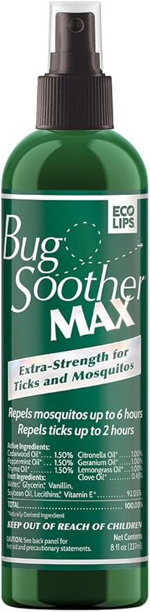 Bug Soother MAX - Natural Gnat, Tick, and Mosquito Repellent, 8 fl oz Bug Spray Deterrent - DEET-Free Safe for Adults and The Environment - Made in USA-PawvioPets