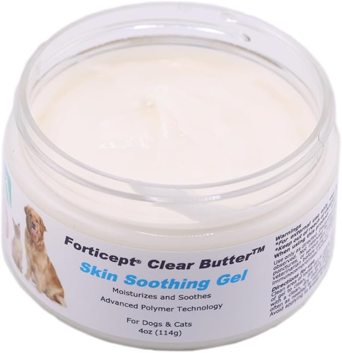 Forticept Clear Butter Dog Hot Spot Treatment Hydro Gel, Heals Dog Wound, Helps with Skin Yeast Infections, Ringworm, Insects Bites, Cuts, Rashes, Skin Allergy, 4 Ounces-PawvioPets