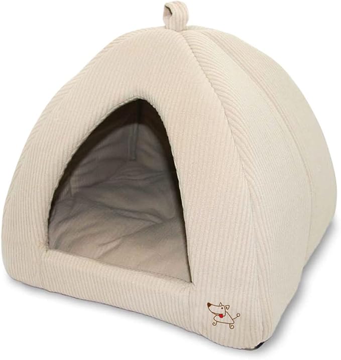 Best Pet Supplies Pet Tent-Soft Bed for Dog and Cat Beige Corduroy, 16" x 16" x H:14"-PawvioPets