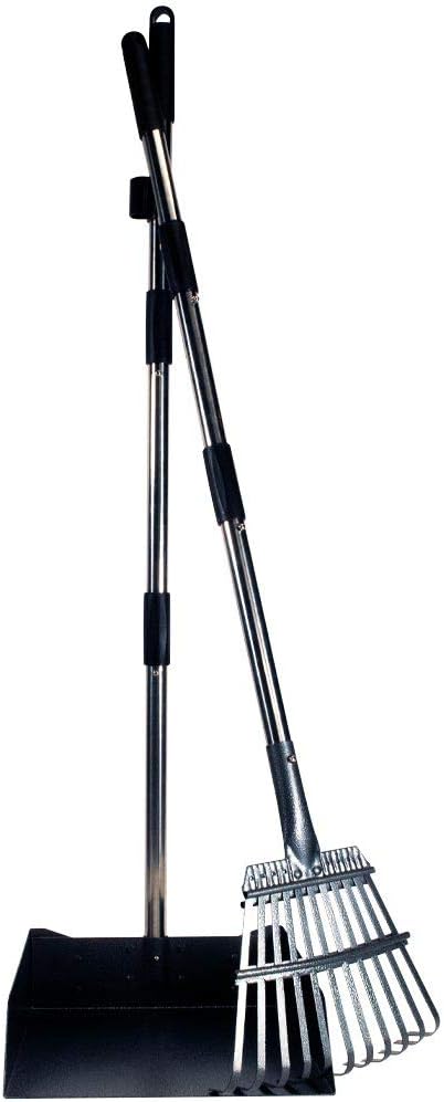 Bodhi Dog Pooper Scooper for Large Dogs - Heavy Duty Metal Poop Scoop w/Long Handle Tray & Rake - Dog Poop Scooper for Yard, Grass, Street, Gravel & Outdoor Areas - Pet Waste Cleanup Tool-PawvioPets