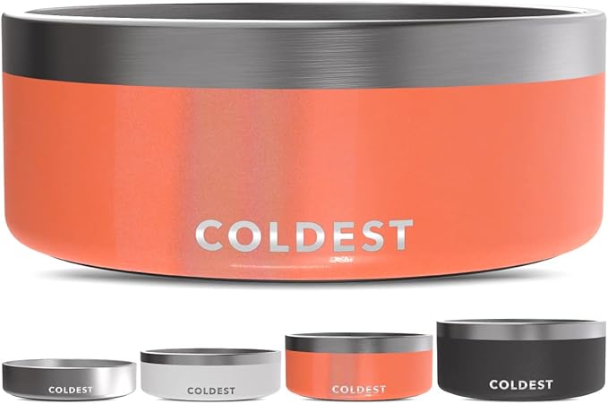 Coldest Dog Bowl - Anti Rust Metal, Non Slip, 3 Layers Insulated Stainless Steel Dog Bowls - Spill Proof & Heavy Duty - Water Bowl for Dogs, Cats & Pets, Dish Washer Safe (64 oz,Candy Red Glitter)-PawvioPets