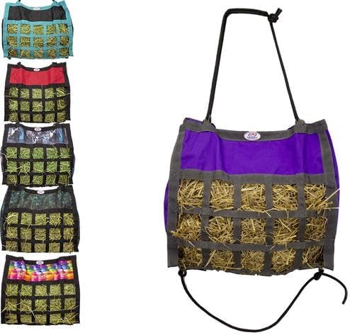 Derby Originals Scratchless Slow Feeder Horse Hay Bag with Super Tough Bottom and 6 Month Warranty (Purple with Charcoal Trim)-PawvioPets
