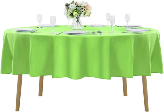 90 inch Round Tablecloth Washable Polyester Table Cloth Decorative Table Cover for Wedding Party Dining Banquet（90 inch,Apple Green）