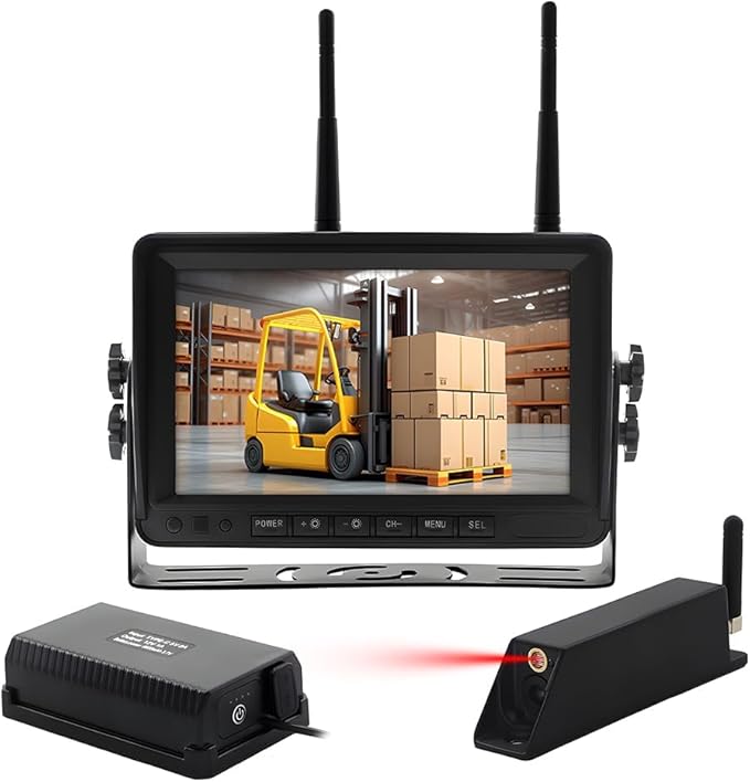 7-inch Forklift Reversing Monitor, HD Night Vision 1080P Magnetic Wireless Reversing Camera, Waterproof IP68, IR Laser Positioning Camera for Forklifts, Vans, Trucks and Trailers-PawvioPets