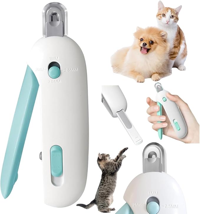 Adjustable Aperture Pet Blue Nail Clippers, Cat and Puppy Nail Trimmer with Grinding Nail File, Recommended by Pet Groomers, Safe to Avoid Over-Trimming, Professional Pet Nail Clippers for Beginners-PawvioPets