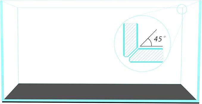 Fzone 48 Gal Rimless Low Iron Fish Tank Nova Clear Ultra-White 45° Mitered Edges Translucent Glass Anata Series Aquarium w/Black Foam Leveling Mat(S90-W45)-PawvioPets