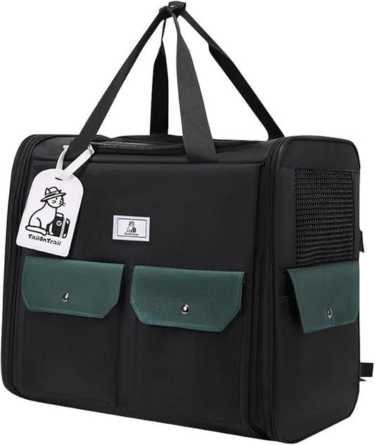 Dog Backpack, Pet Backpack with Breathable Mesh, Pet Travel Carrier with Soft Padded, Reinforced Support, Airline Approved Cat Backpack(Black)-PawvioPets