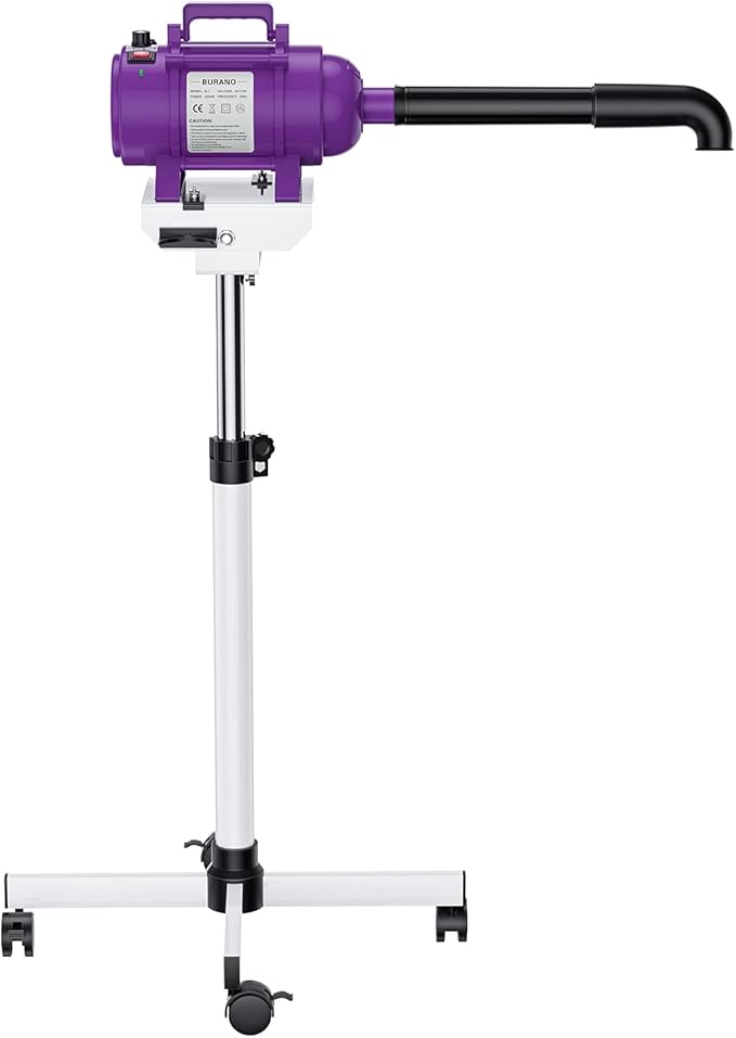 Burano Dog Dryer Stand, 4.3HP Variable Air Speed & Heat Pet Dryer with Stand, High Velocity Dog Pet Stand Grooming Dryer, Fluffy Dry-PawvioPets