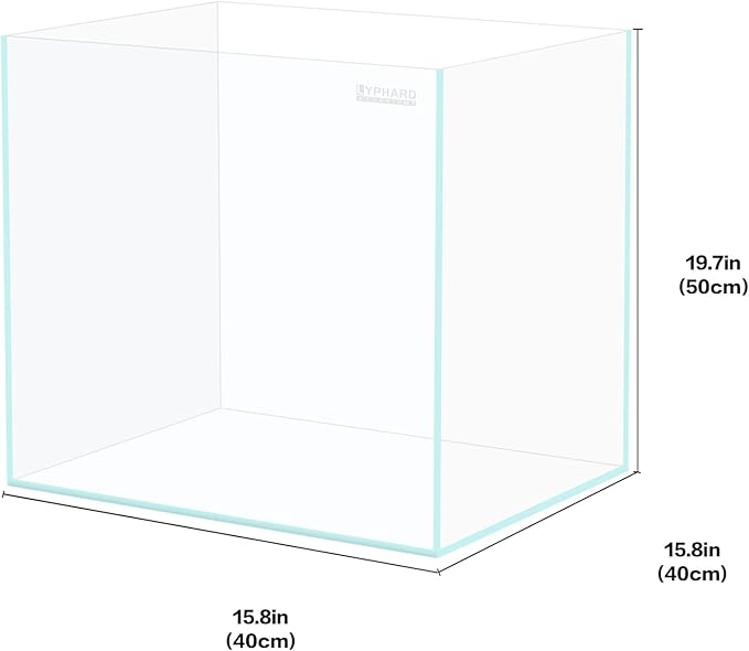 21 Gallon Rimless Aquarium Tall Tank, Ultra Clear Low Iron Big Fish Tank, L15.8×W15.8×H19.7 Glass Thickness 6mm with EVA Foam Leveling Mat-PawvioPets