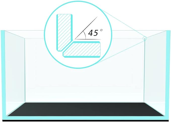 Fzone 3.8gal Shallow Rimless Low Iron Fish Tank Nova Clear Ultra-White 45° Mitered Edges Translucent Glass Anata Series Aquarium w/Black Foam Leveling Mat-PawvioPets
