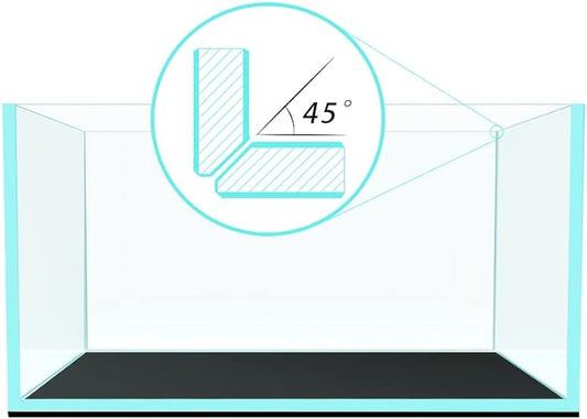 Fzone 3.8gal Shallow Rimless Low Iron Fish Tank Nova Clear Ultra-White 45° Mitered Edges Translucent Glass Anata Series Aquarium w/Black Foam Leveling Mat-PawvioPets