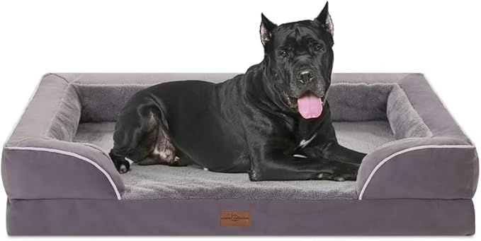 Comfort Expression XXL Waterproof Orthopedic Dog Bed for Extra Large Dogs, Orthopedic Foam Dog Beds, Washable Dogs Sofa Bed with Removable Cover & Non-Slip Bottom(XX-Large,Purple)-PawvioPets