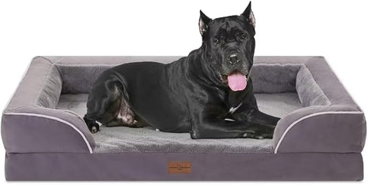 Comfort Expression XXL Waterproof Orthopedic Dog Bed for Extra Large Dogs, Orthopedic Foam Dog Beds, Washable Dogs Sofa Bed with Removable Cover & Non-Slip Bottom(XX-Large,Purple)-PawvioPets