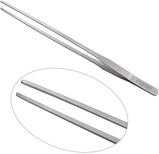 Aquarium Tweezer Set - FEITA Long Stainless Steel Curved & Straight Aquarium Feeding Tweezers Scissors Maintenance Tools Kit (3 Pcs)-PawvioPets